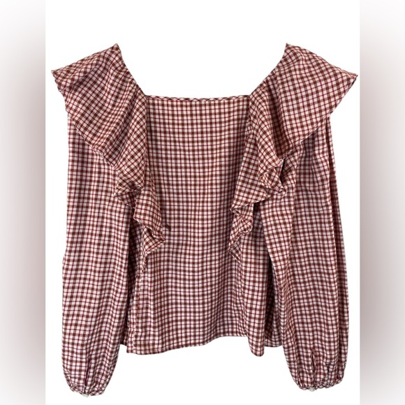 NWT J. Crew Flannel Squareneck Ruffle Top Blouse Sz XXL - Picture 7 of 12